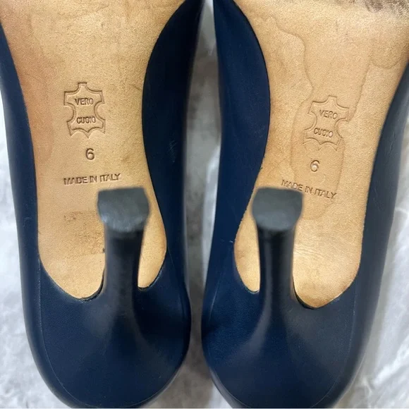 Tory Burch Penelope 85MM Cap Toe Pump Heels Size US 6 Ink Navy Perfect Black - Picture 6 of 15